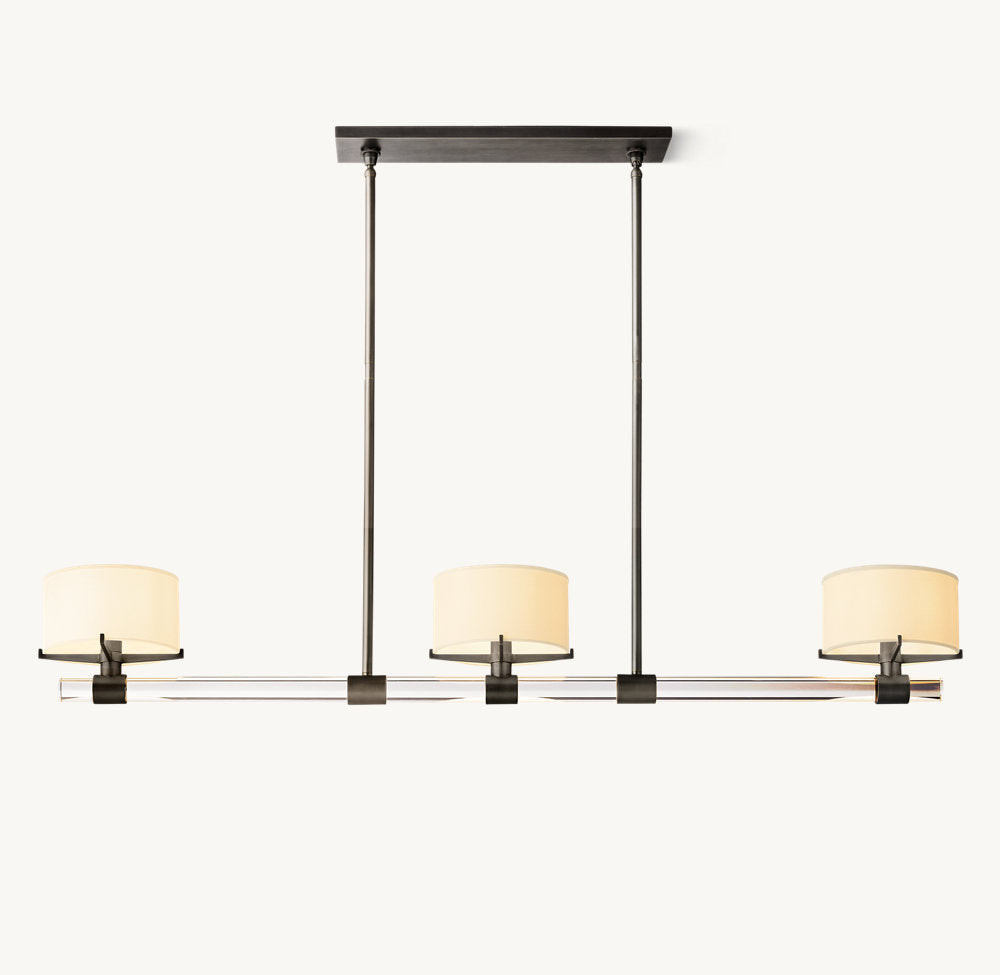 Crystal Rod Linen Shade Chandelier