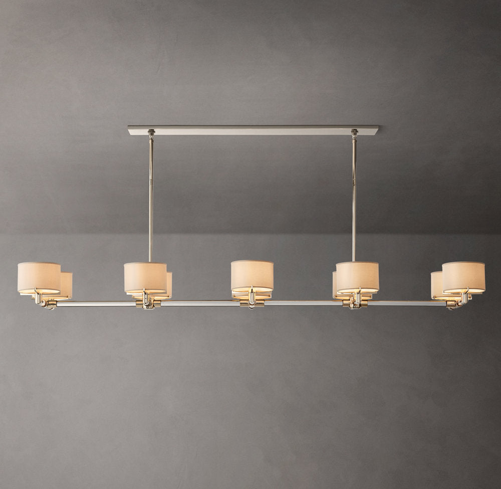 Crystal Rod Linen Shade Island Chandelier