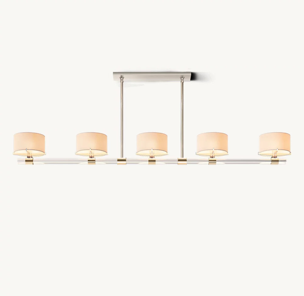 Crystal Rod Linen Shade Island Chandelier