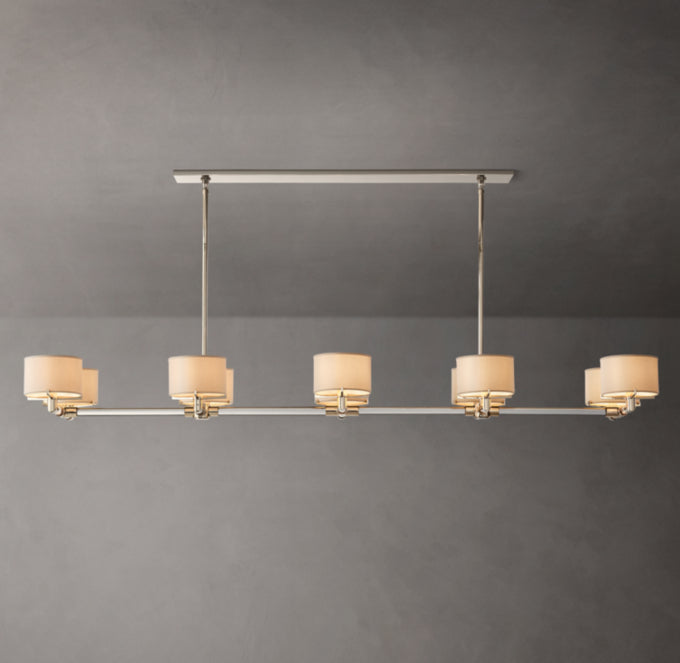 Crystal Rod Linen Shade Island Chandelier