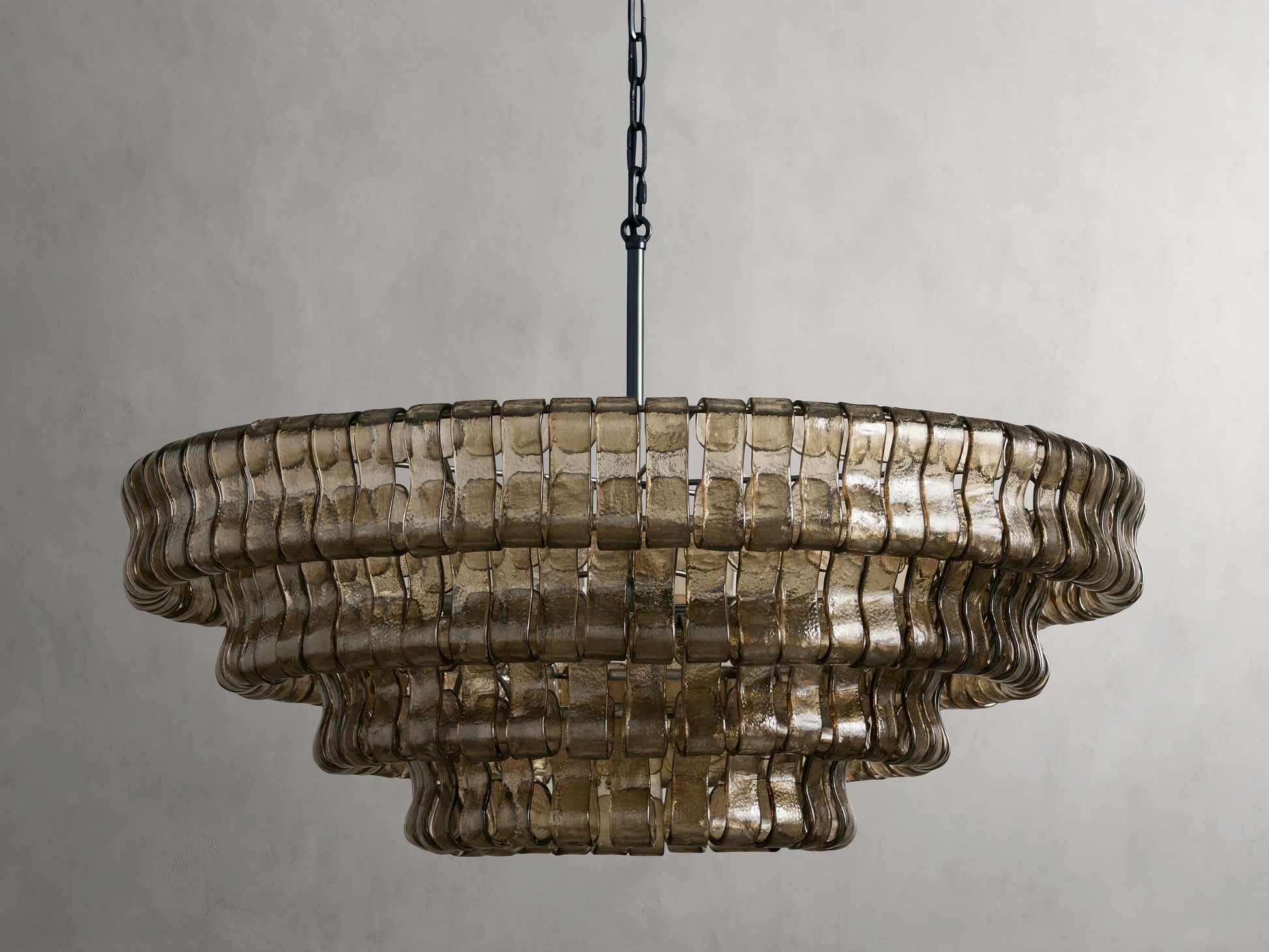 Curved Textured Glass Crown Chandelier