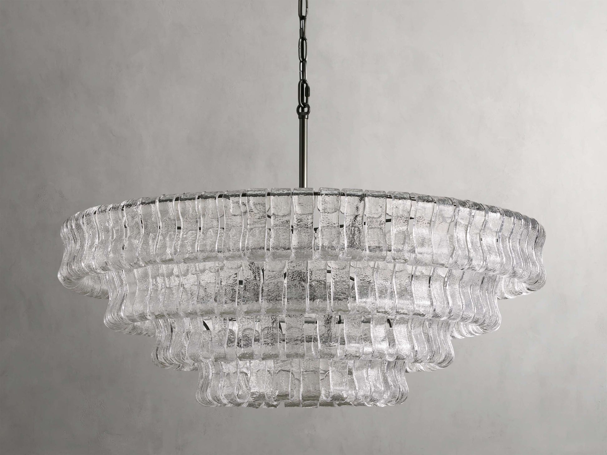 Curved Textured Glass Crown Chandelier