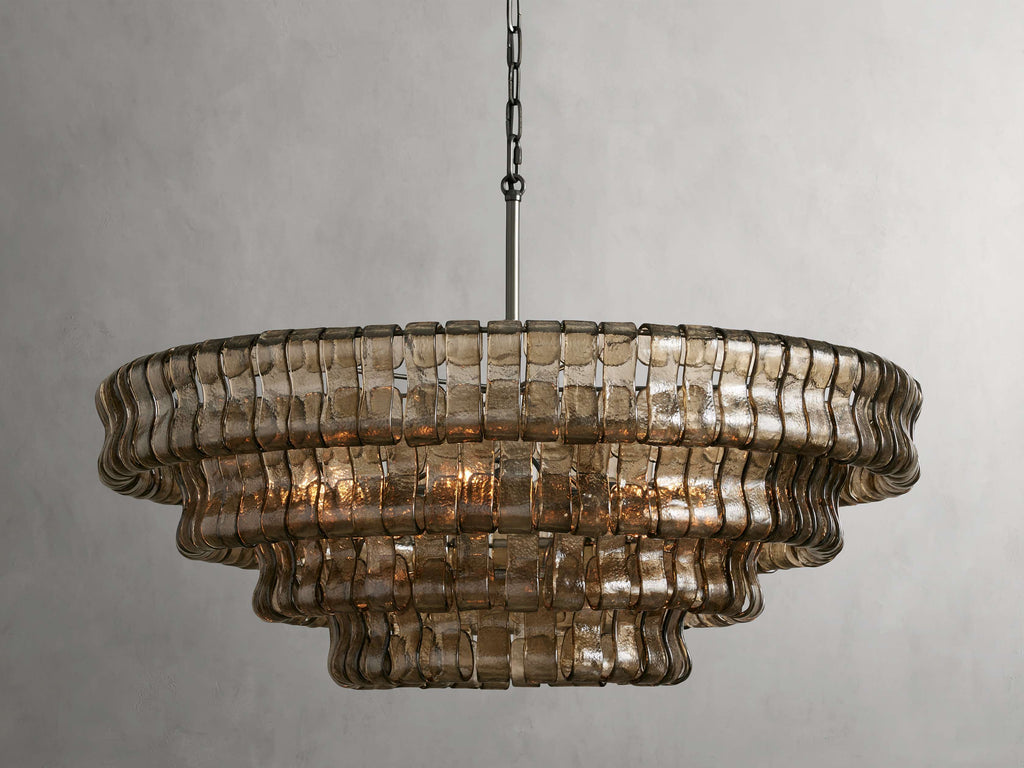 Curved Textured Glass Crown Chandelier