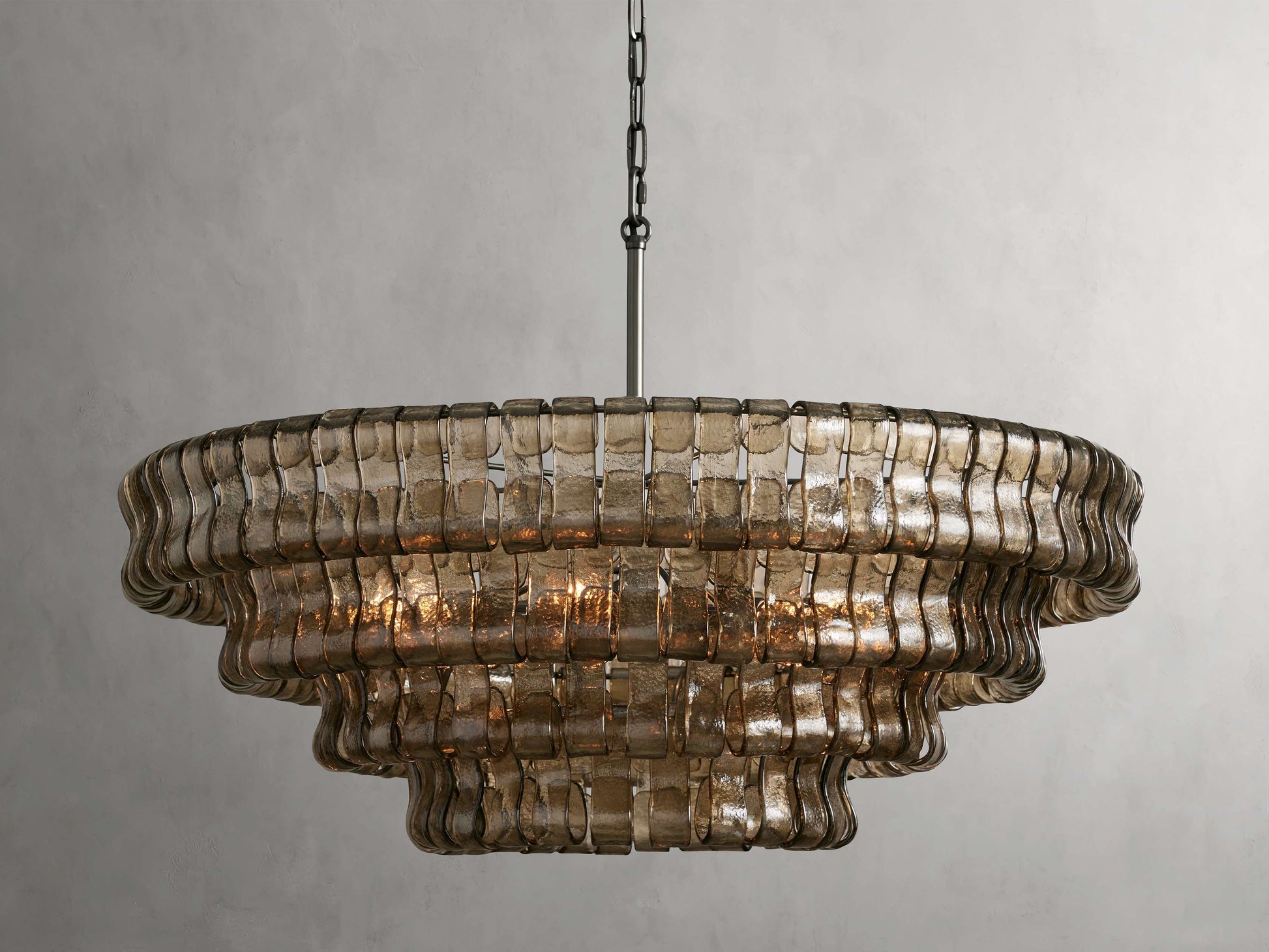 Curved Textured Glass Crown Chandelier