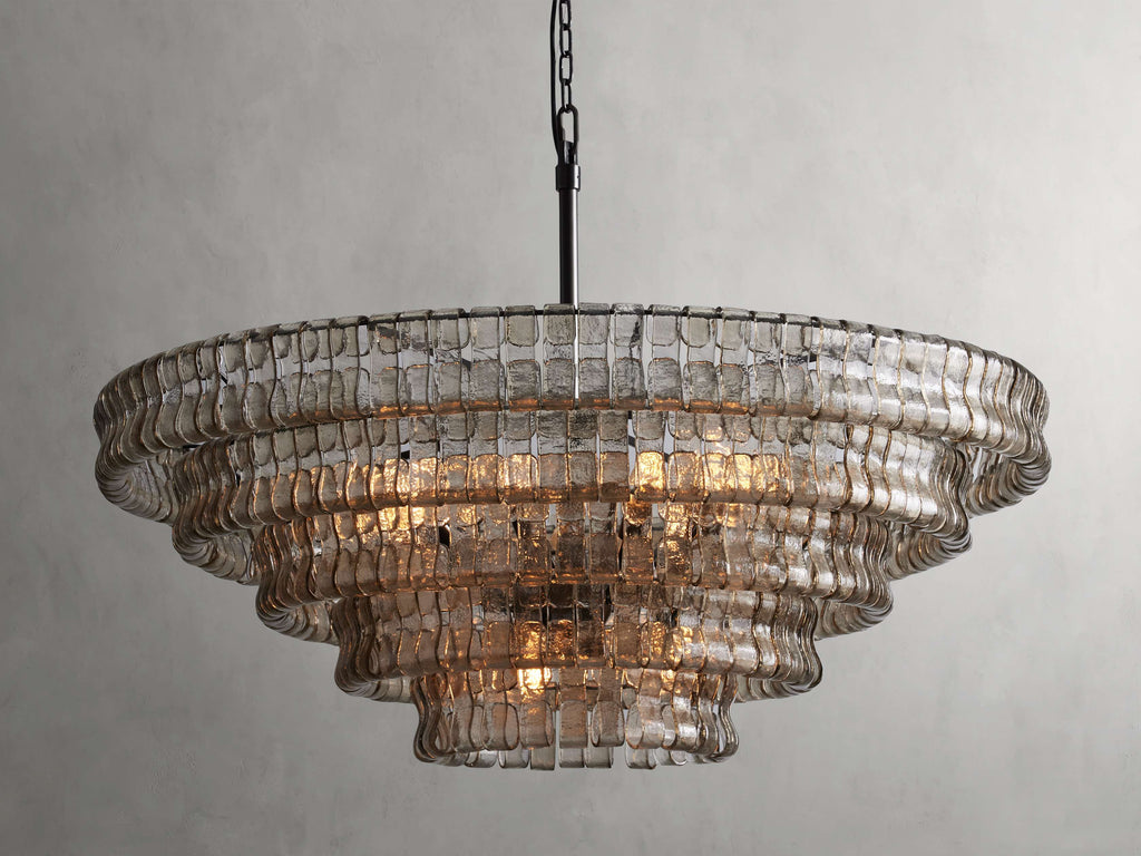 Curved Textured Glass Crown Chandelier