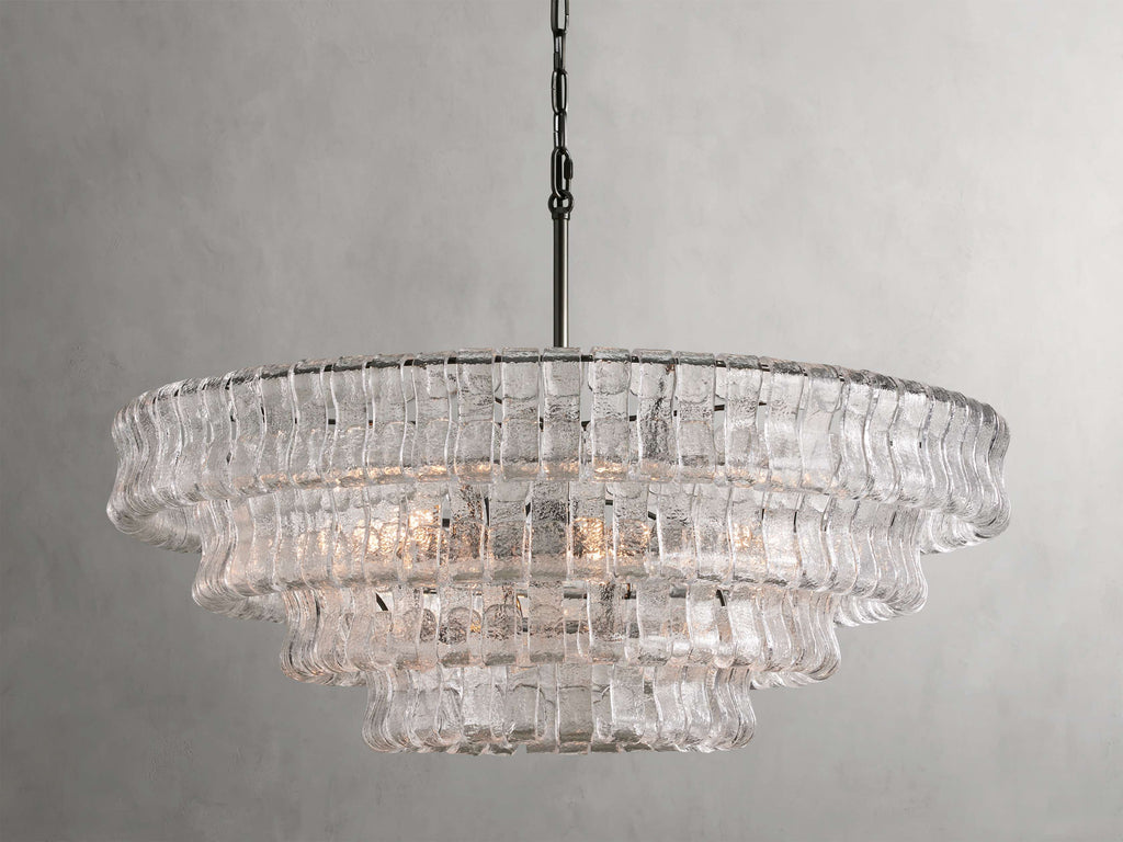 Curved Textured Glass Crown Chandelier