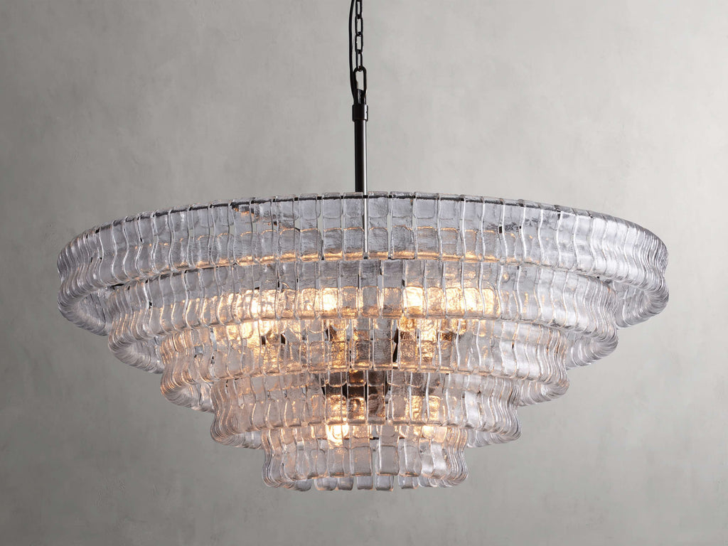 Curved Textured Glass Crown Chandelier