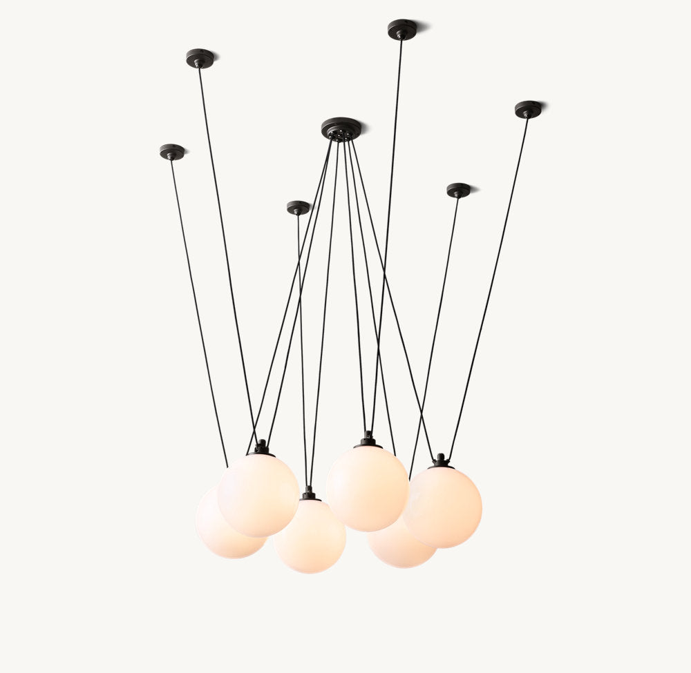 Custom Cable Milk Glass Chandelier