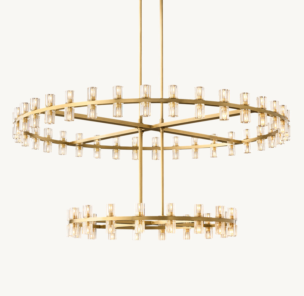 Dual Tier Optical Crystal Halo Chandelier