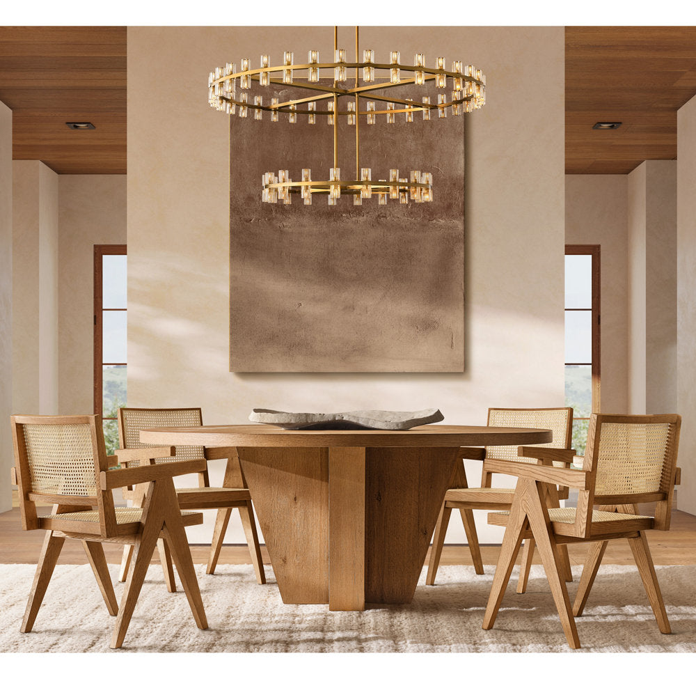 Dual Tier Optical Crystal Halo Chandelier