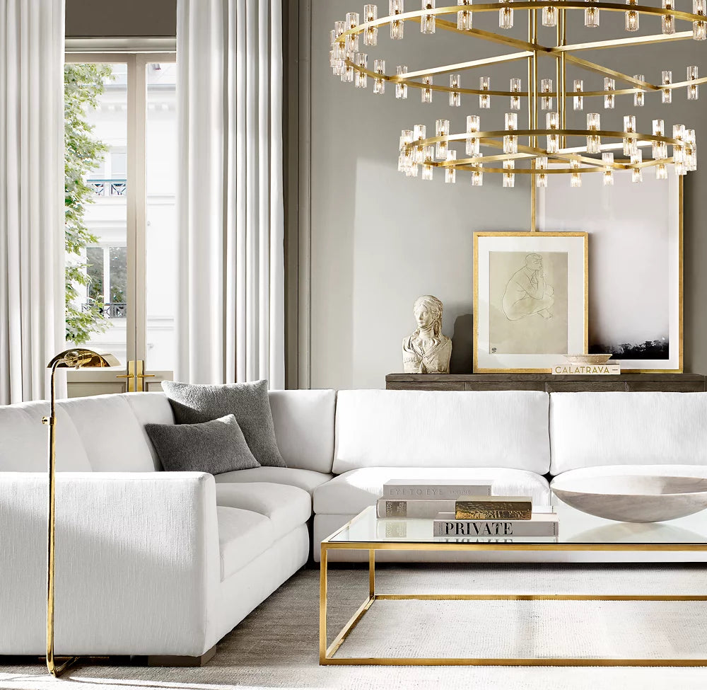 Dual Tier Optical Crystal Halo Chandelier