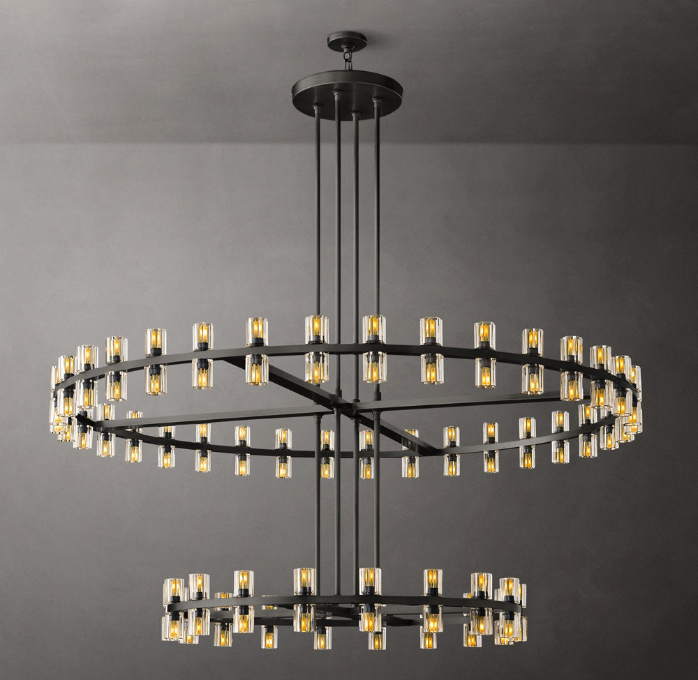 Dual Tier Optical Crystal Halo Chandelier