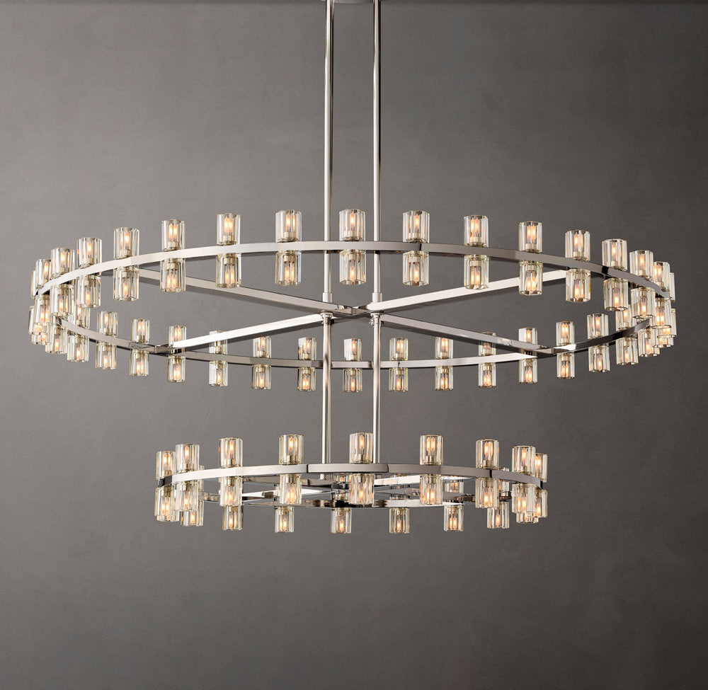 Dual Tier Optical Crystal Halo Chandelier