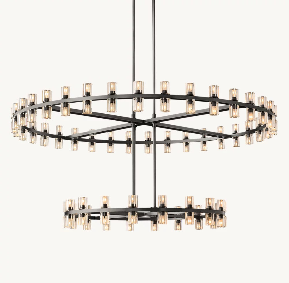 Dual Tier Optical Crystal Halo Chandelier