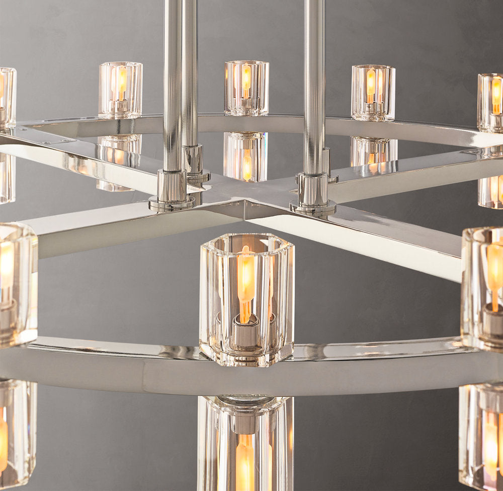 Dual Tier Optical Crystal Halo Chandelier