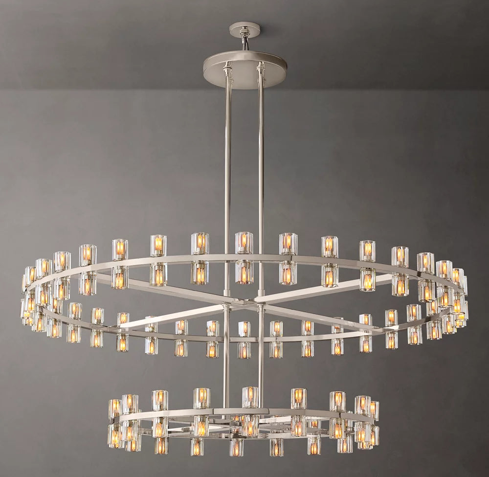 Dual Tier Optical Crystal Halo Chandelier
