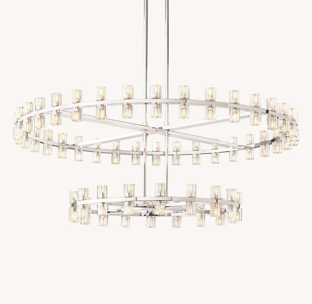 Dual Tier Optical Crystal Halo Chandelier