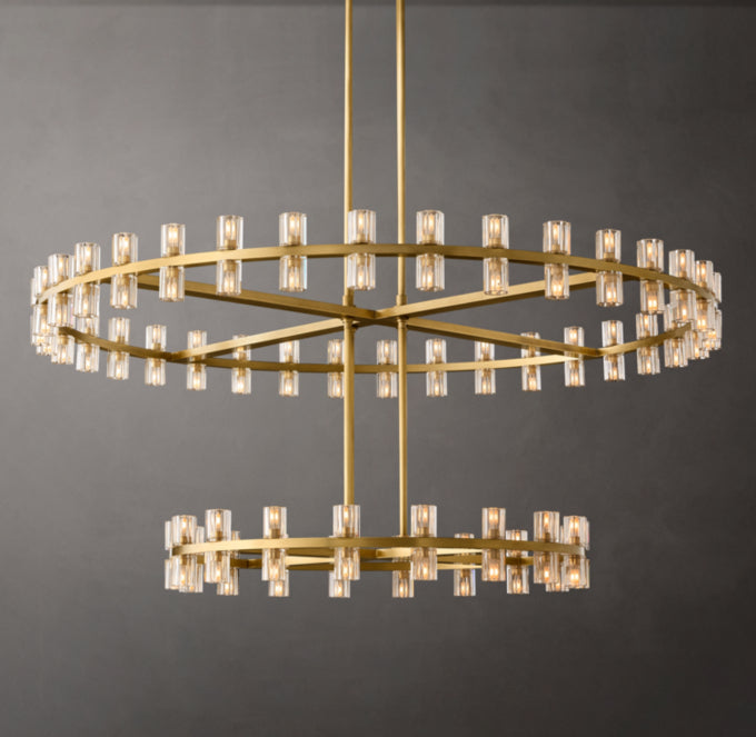 Dual Tier Optical Crystal Halo Chandelier