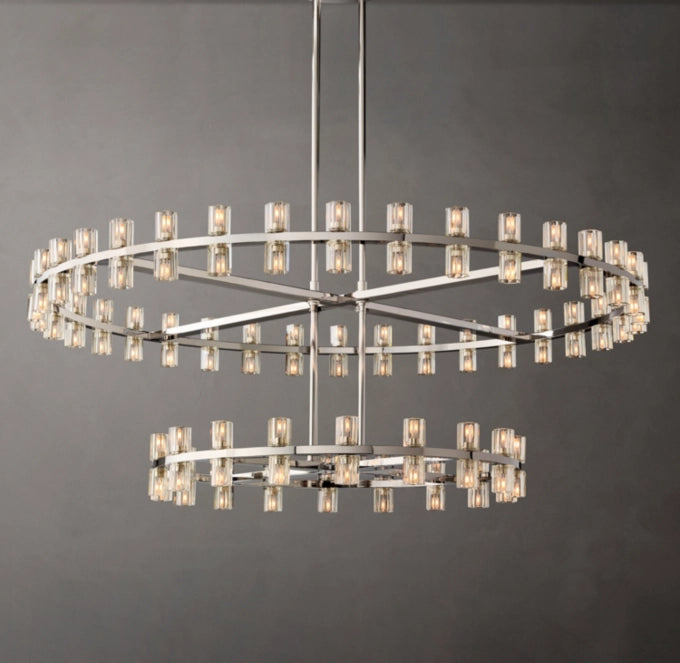 Dual Tier Optical Crystal Halo Chandelier