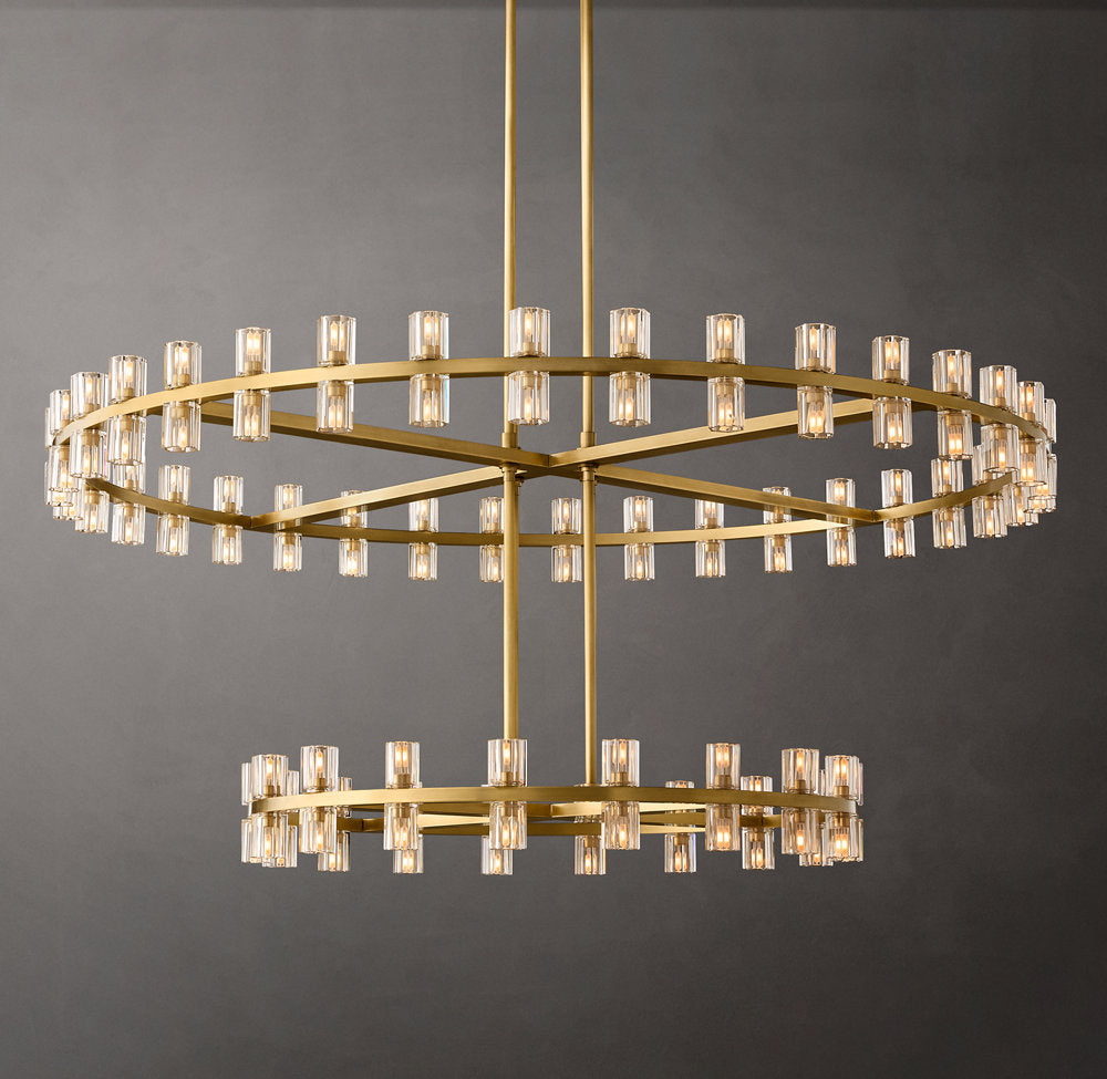 Dual Tier Optical Crystal Halo Chandelier