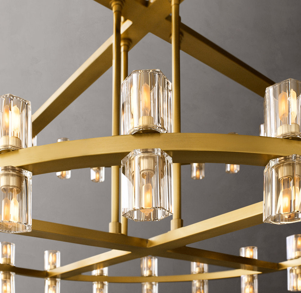 Dual Tier Optical Crystal Halo Chandelier