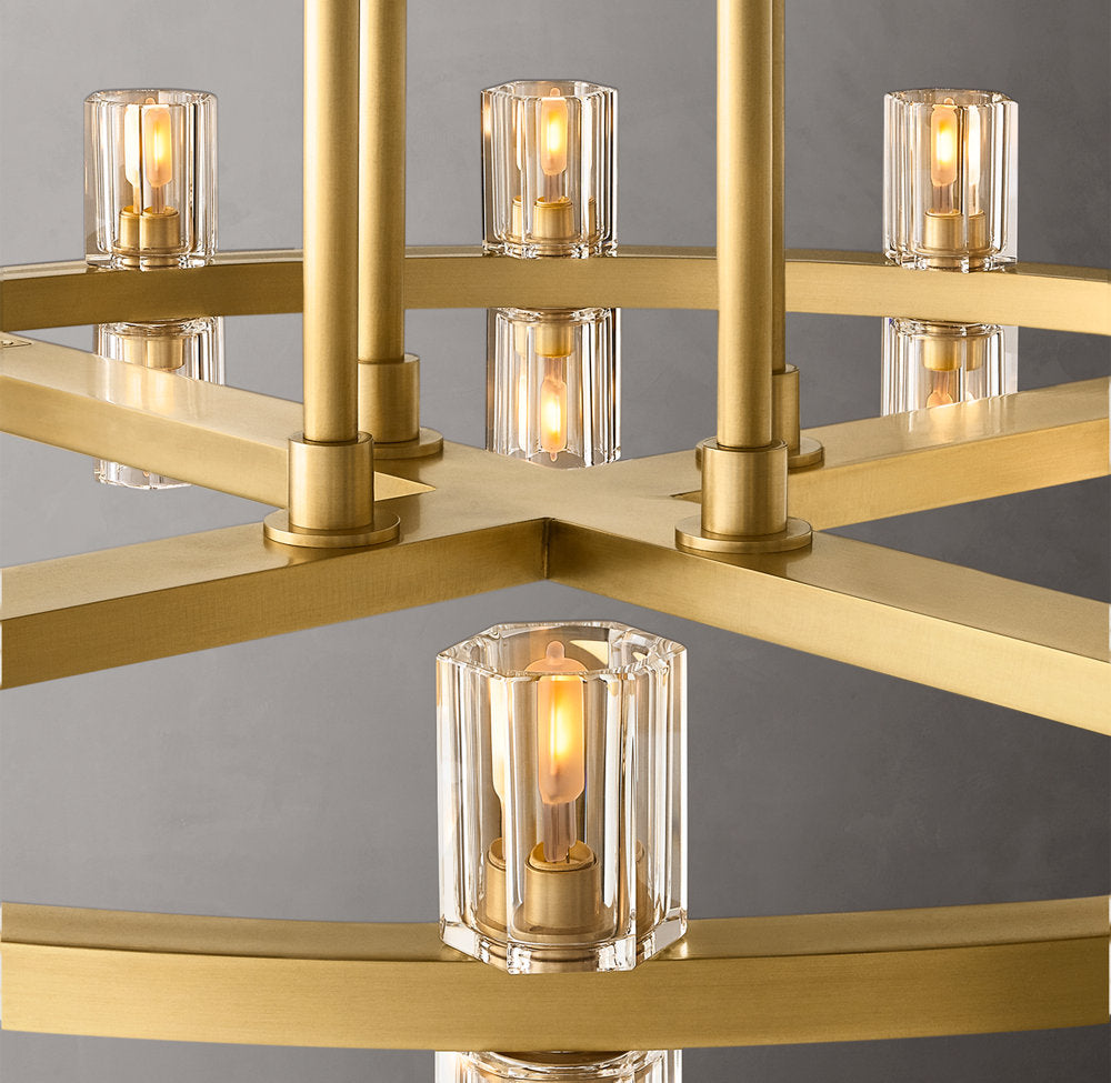 Dual Tier Optical Crystal Halo Chandelier