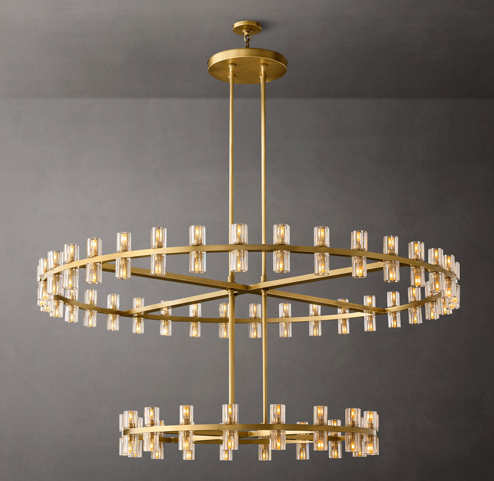 Dual Tier Optical Crystal Halo Chandelier