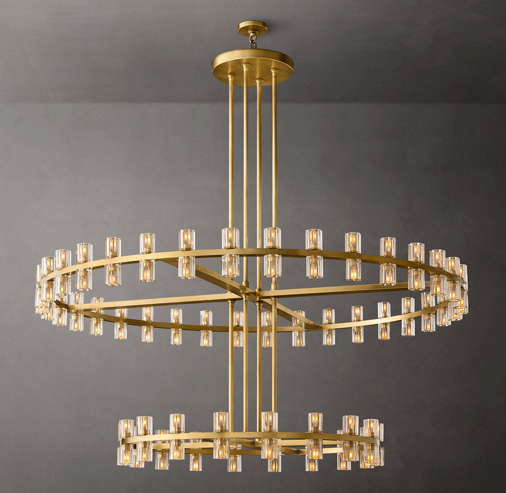 Dual Tier Optical Crystal Halo Chandelier