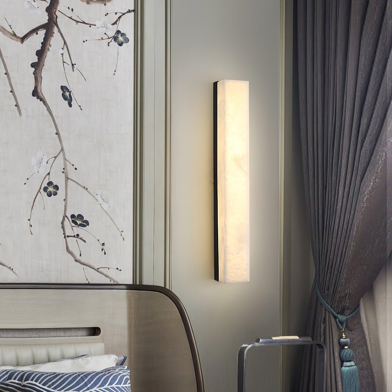 Emerson Linear Alabaster LED Wall Light / ∅ 2.4″ x H 23.6″ / Dia 6cm x H 60cm / Brass & White / Cool Light