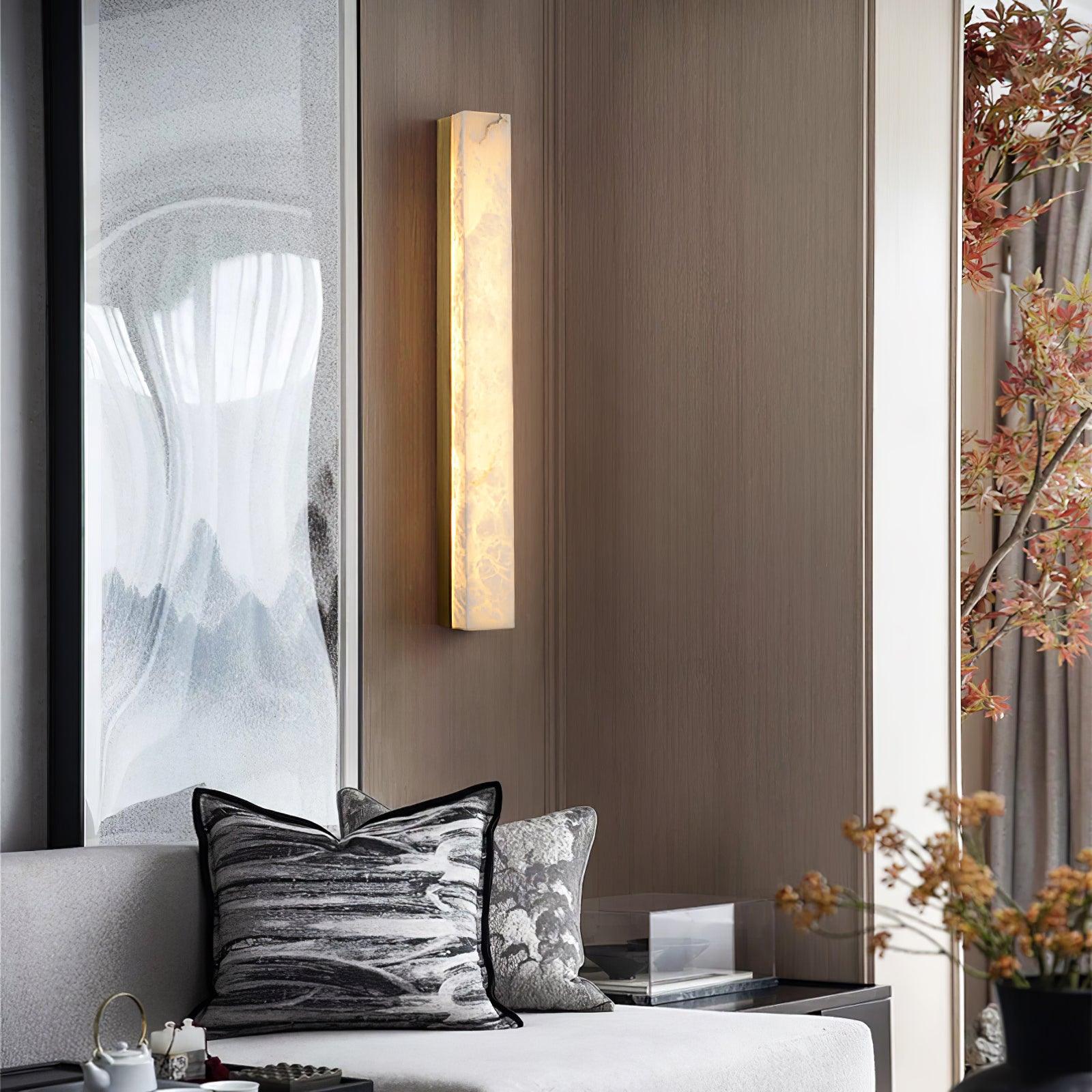 Emerson Linear Alabaster LED Wall Light / ∅ 2.4″ x H 23.6″ / Dia 6cm x H 60cm / Black & White / Warm Light