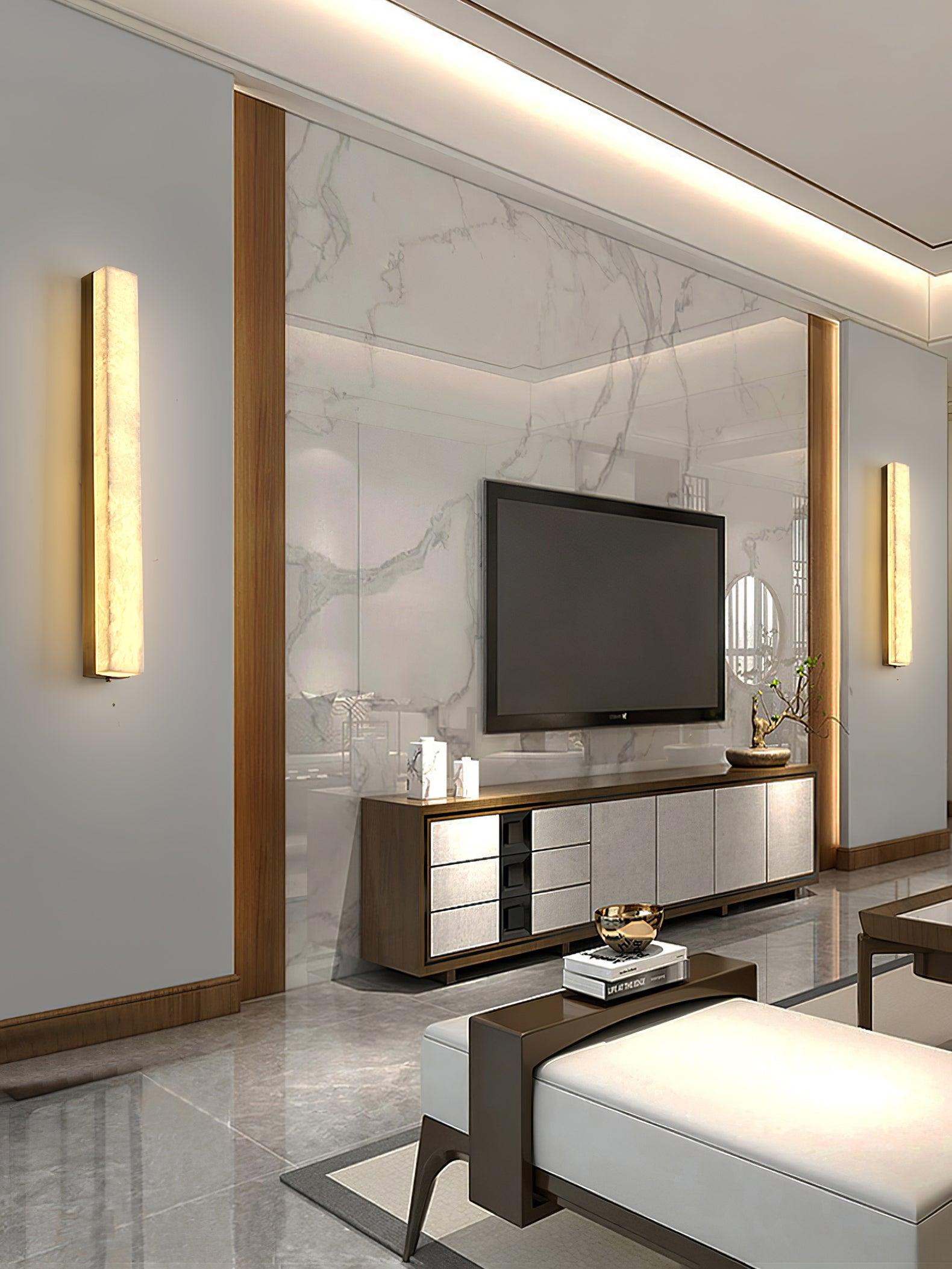 Emerson Linear Alabaster LED Wall Light / ∅ 2.4″ x H 39.4″ / Dia 6cm x H 100cm / Black & White / Warm Light