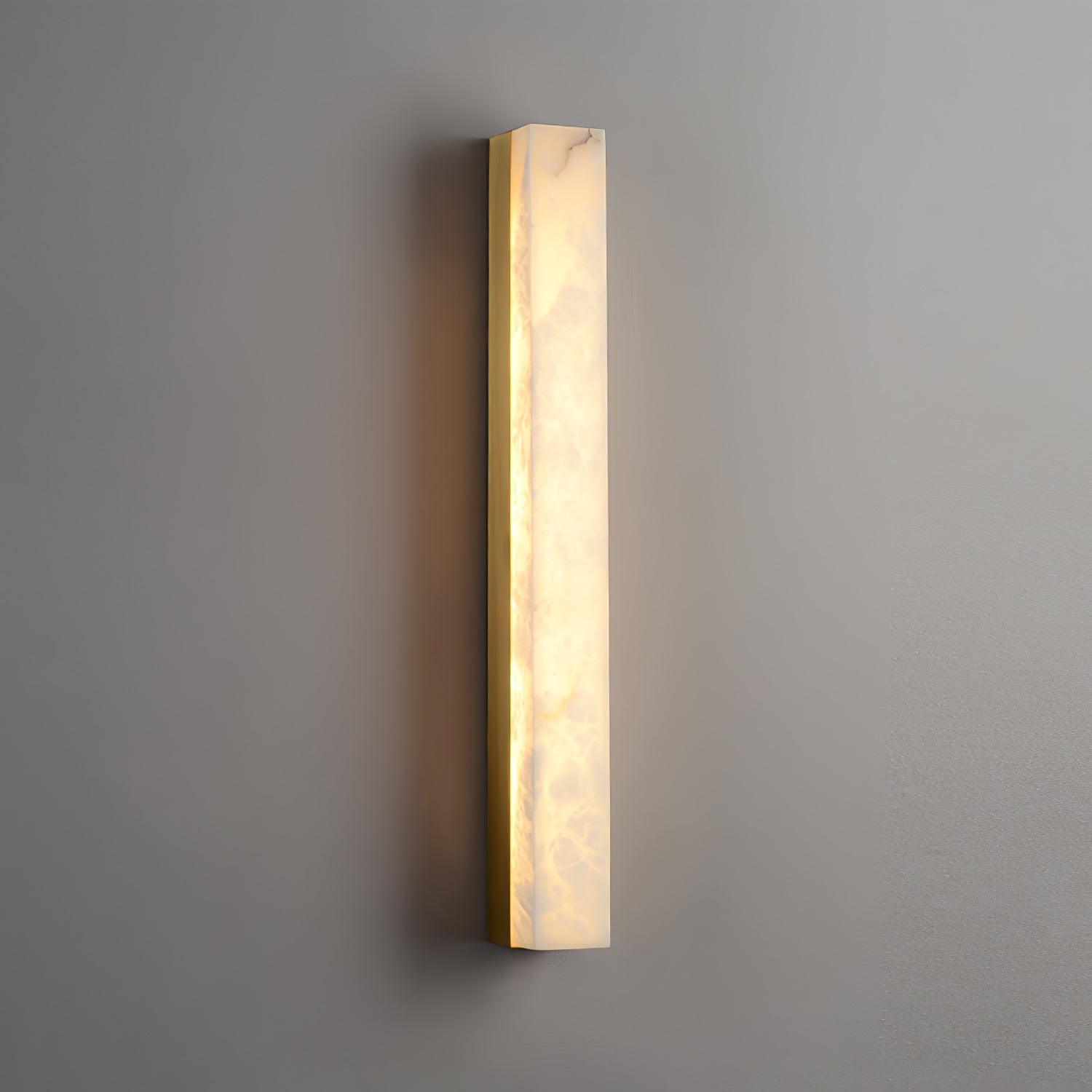 Emerson Linear Alabaster LED Wall Light / ∅ 2.4″ x H 39.4″ / Dia 6cm x H 100cm Set of 2 / Brass & White / Warm Light