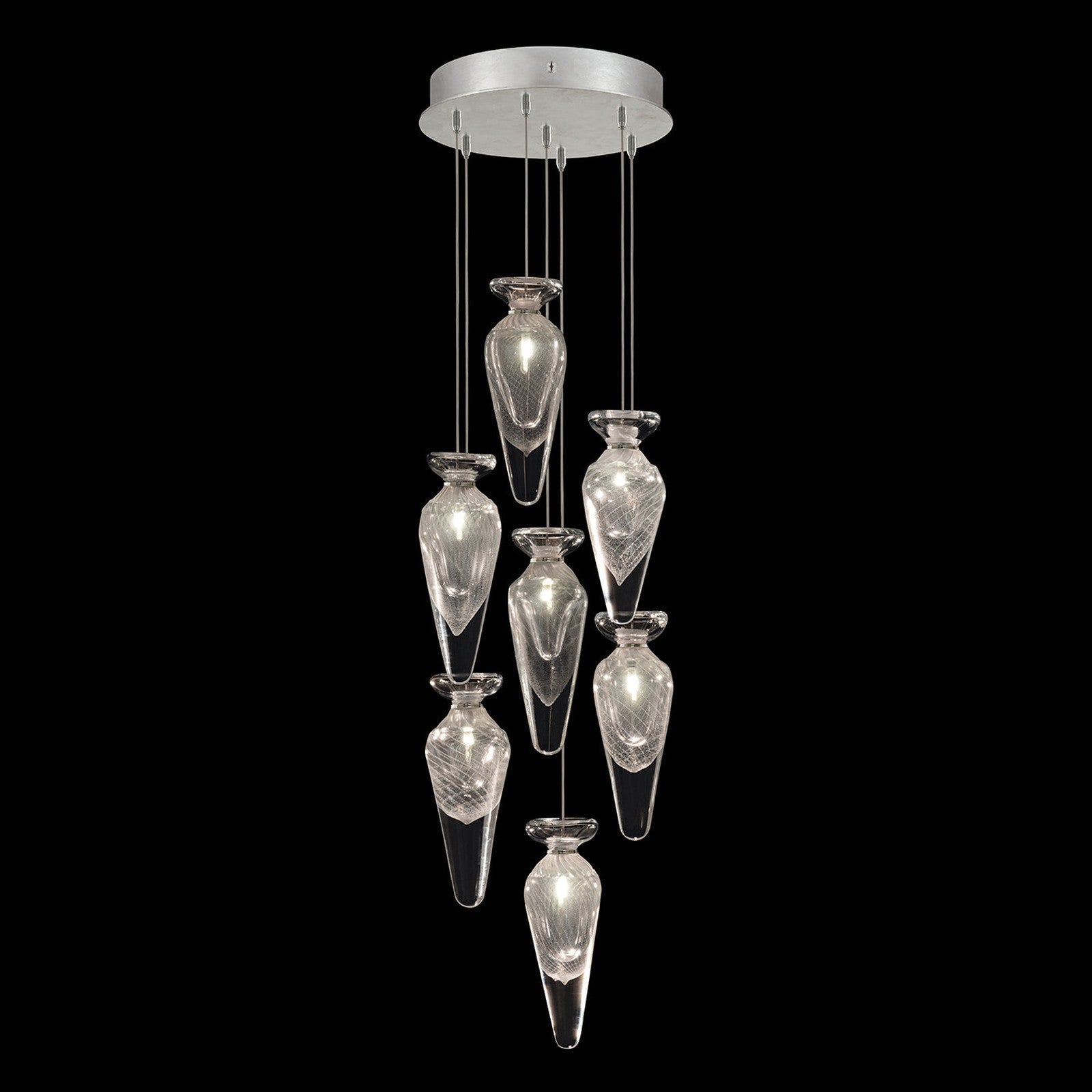 Essence Handblown Glass Pendant / Clear Tear / Silver