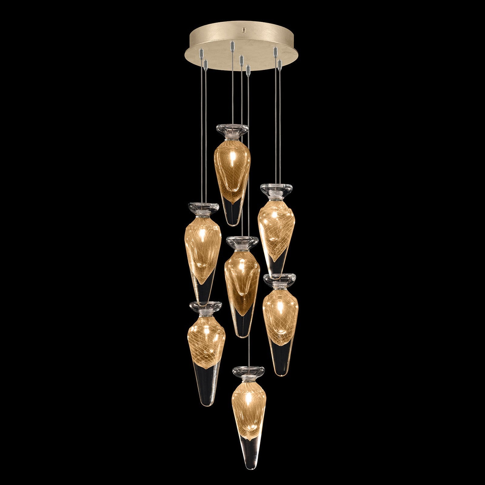 Essence Handblown Glass Pendant / Clear Round / Gold