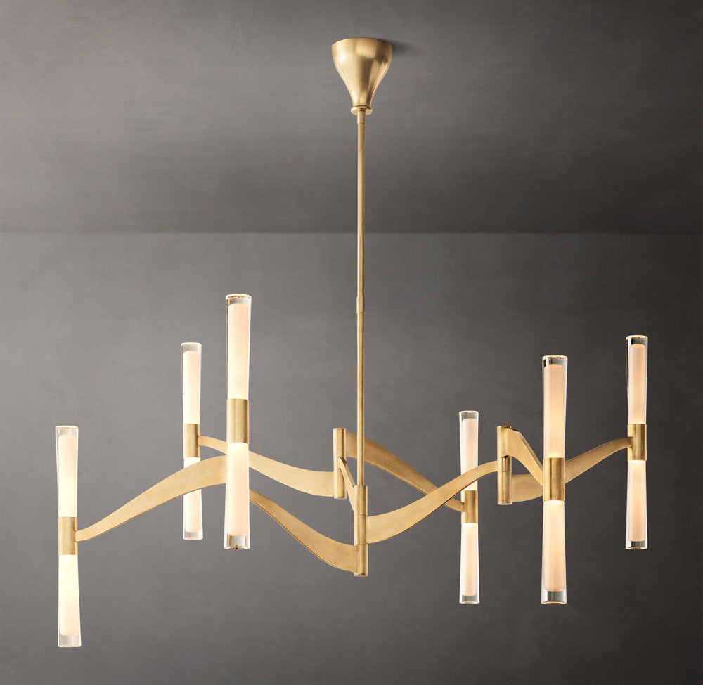 Etched Glass Ribbon LED Chandelier
