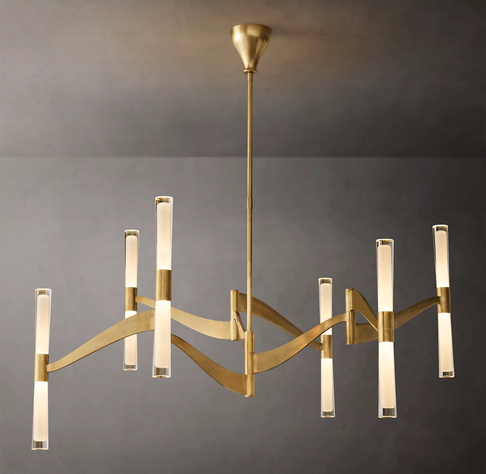 Etched Glass Ribbon LED Chandelier