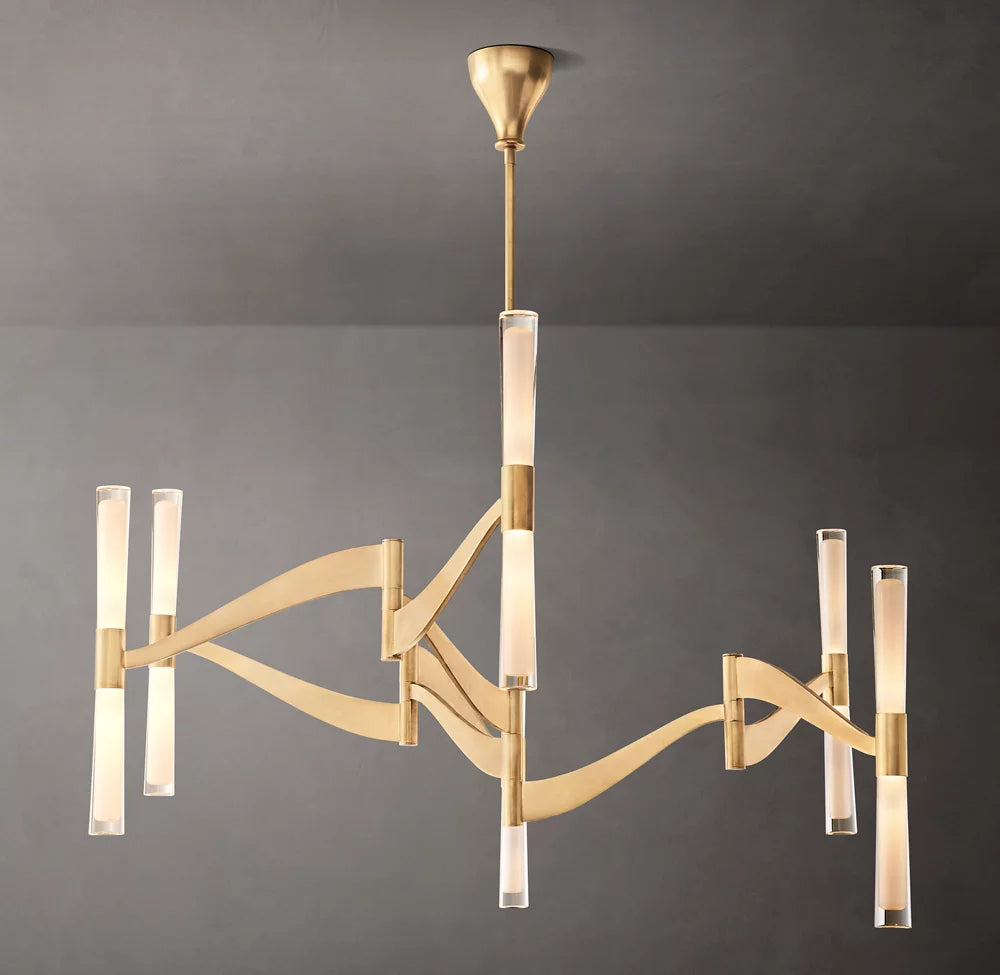 Etched Glass Ribbon LED Chandelier