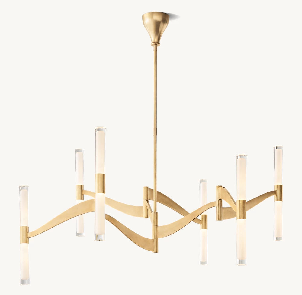 Etched Glass Ribbon LED Chandelier