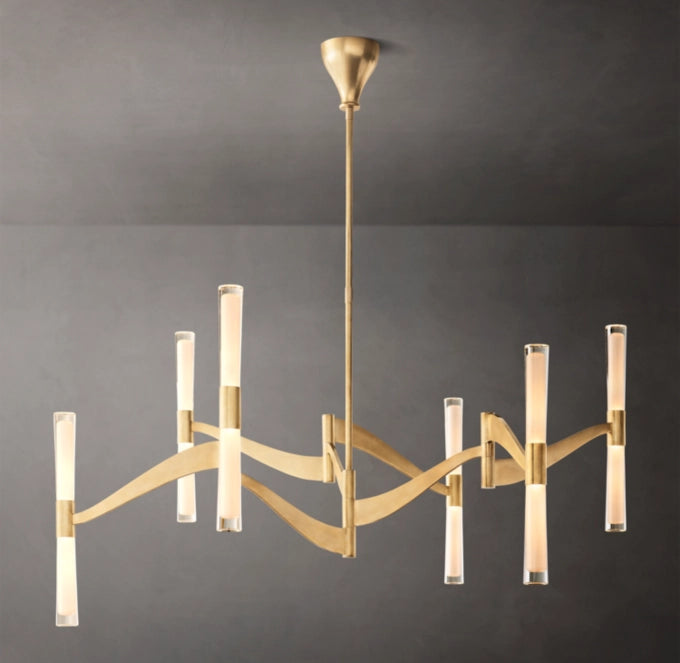 Etched Glass Ribbon LED Chandelier