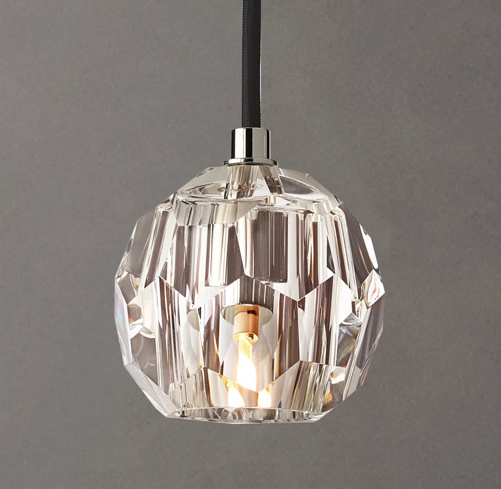 Faceted Clear Crystal Cord Pendant