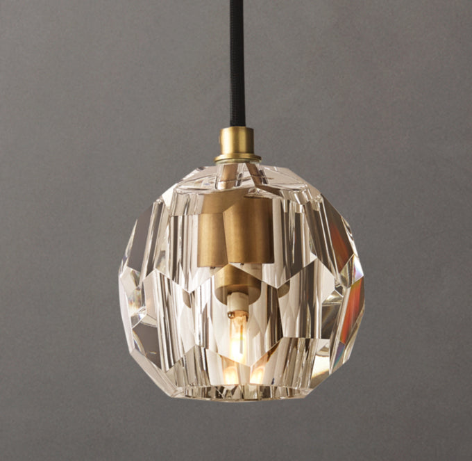 Faceted Clear Crystal Cord Pendant