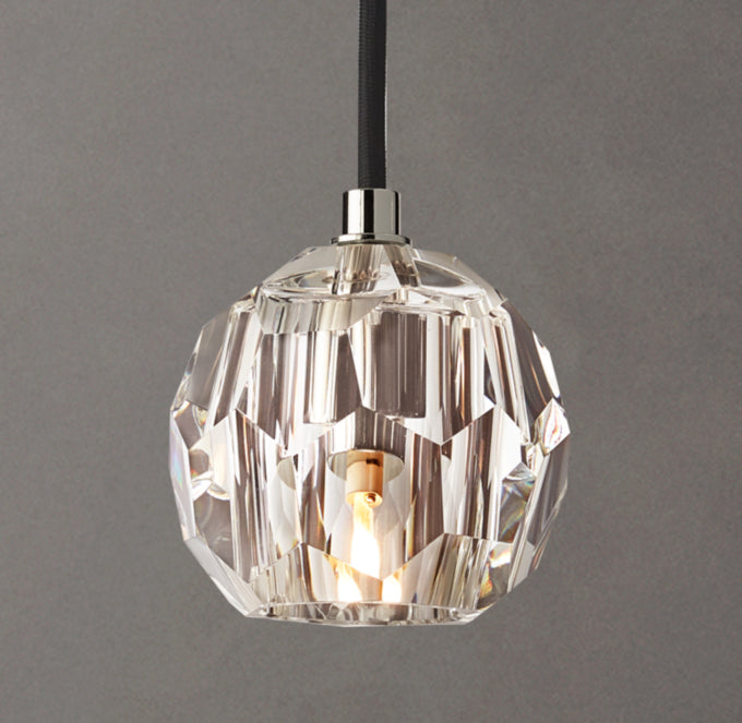 Faceted Clear Crystal Cord Pendant