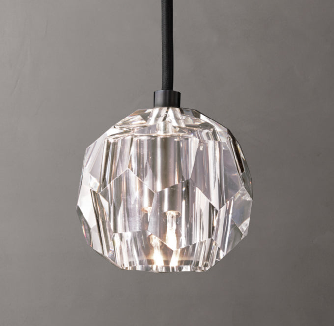 Faceted Clear Crystal Cord Pendant