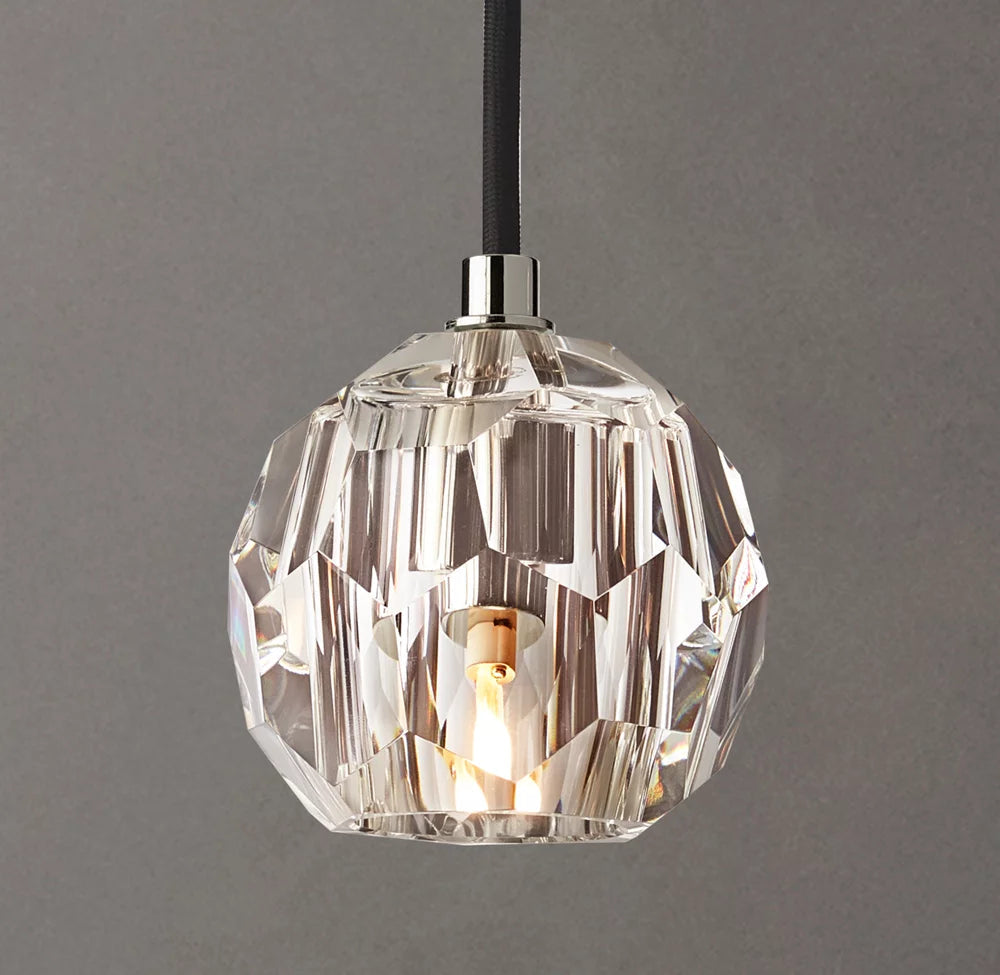 Faceted Clear Crystal Cord Pendant