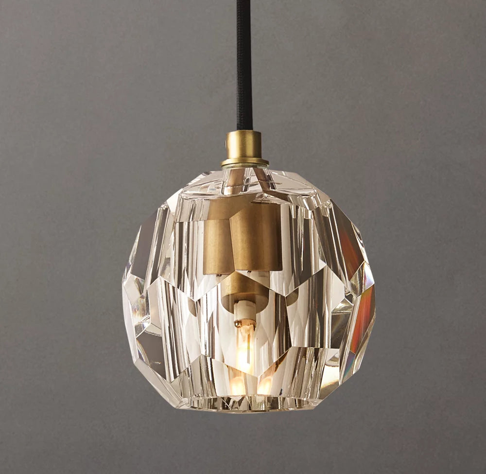 Faceted Clear Crystal Cord Pendant