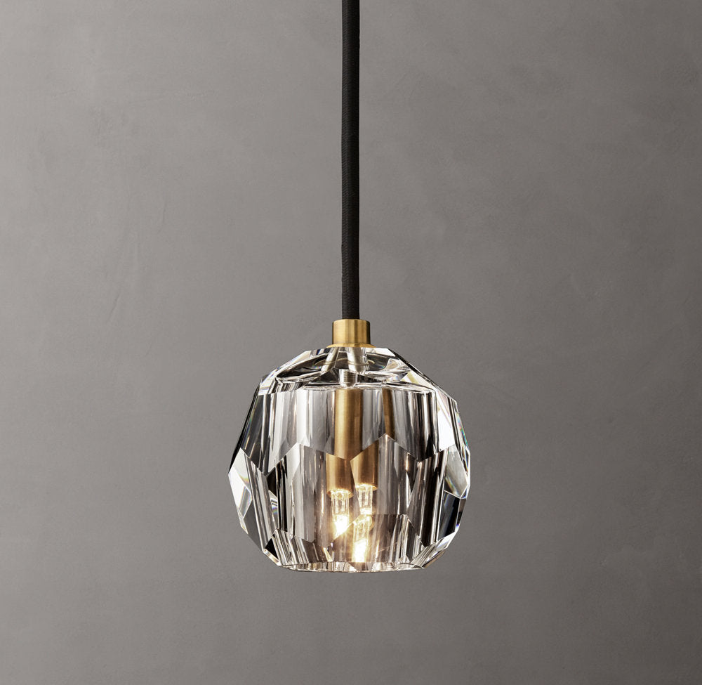 Faceted Clear Crystal Cord Pendant