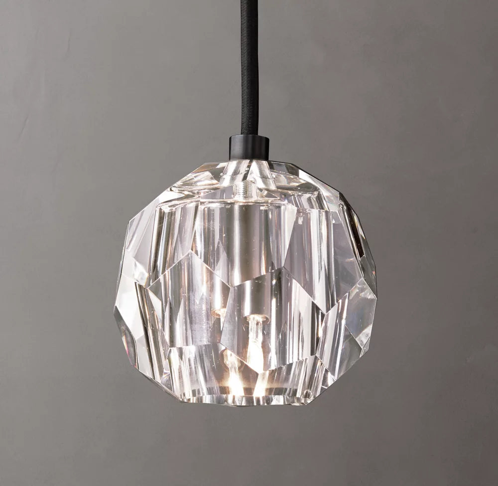 Faceted Clear Crystal Cord Pendant