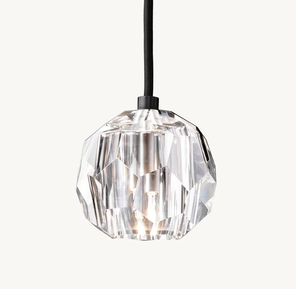 Faceted Clear Crystal Cord Pendant