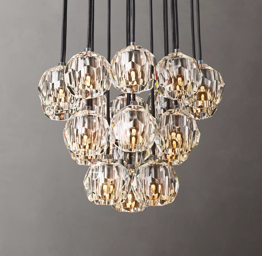 Faceted Crystal Orb Cluster Chandelier