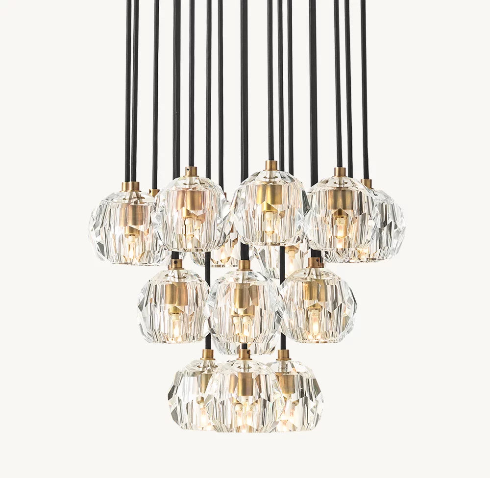 Faceted Crystal Orb Cluster Chandelier